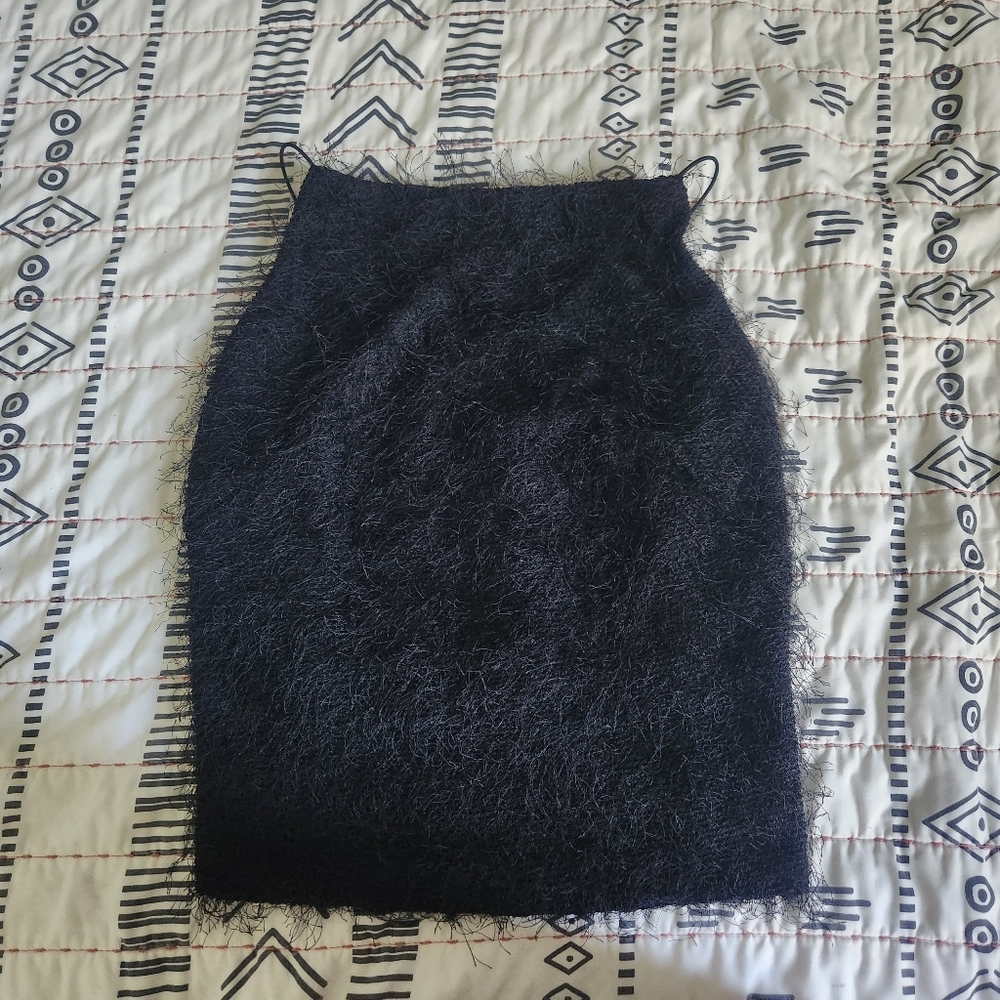Bebe Fluffy Open Tie Back Top Large